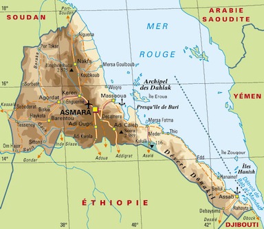 Carte de l'Erythrée